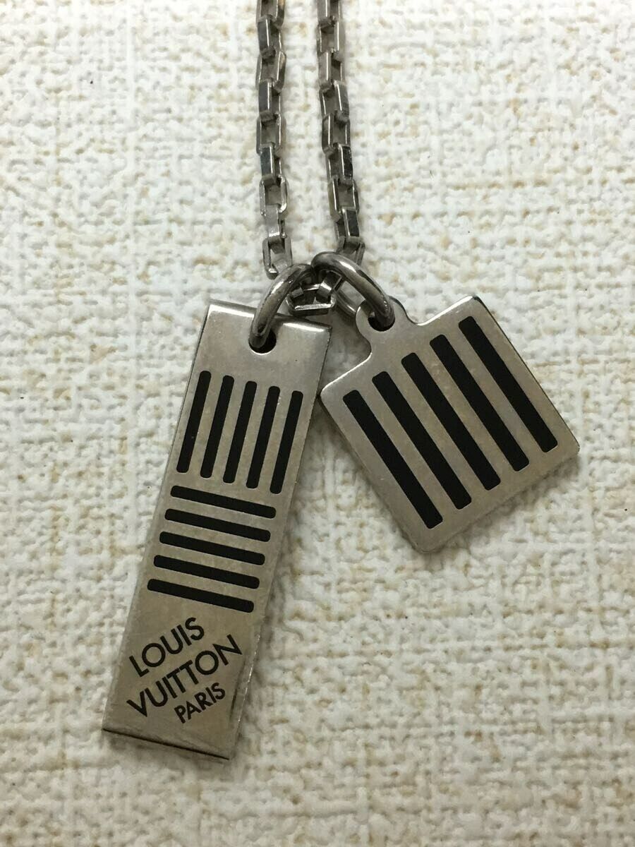 LOUIS VUITTON Necklace Damier Black_Damier Ebène_SLV Plated Men's Silver F/S