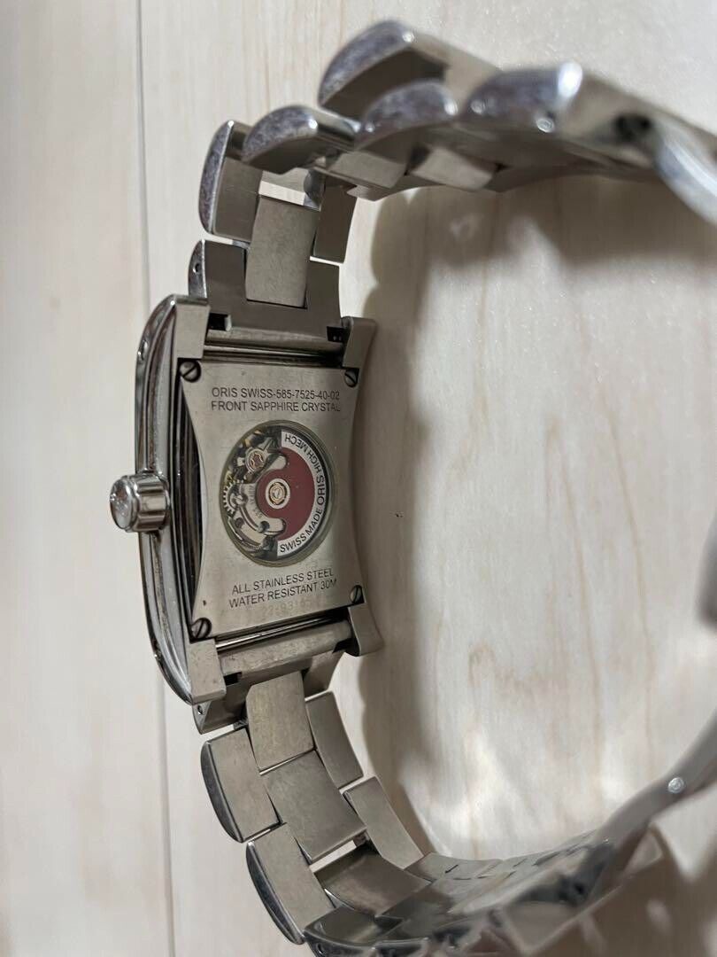 ORIS Rectangular Miles 7525 Day Date Black Dial Automatic Men's Watch From Japan