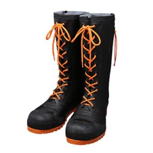 SHIBATA Rubber Safety Lace-up Waterproofing Boots HSS-001 AB110 BK/ORG F/S Japan