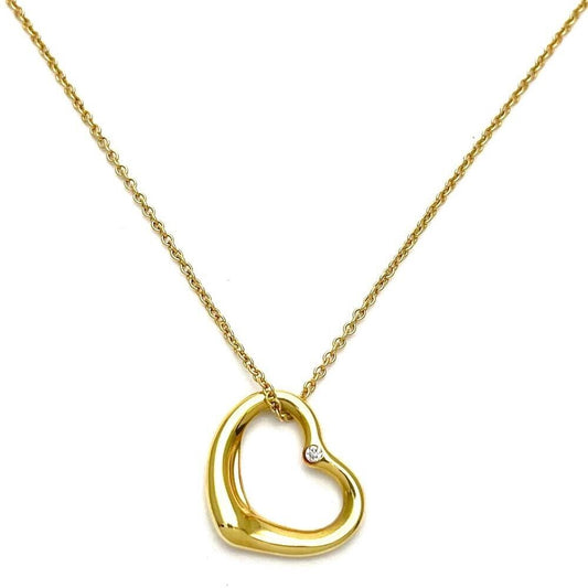 Tiffany & Co. Necklace Elsa Peretti Open Heart 18k Gold 750 Diamond Pendant K18