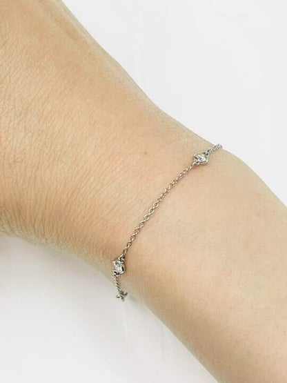 Tiffany & Co. Elsa Peretti Diamond by the Yard 3 Stone Bracelet Platinum Jewelry