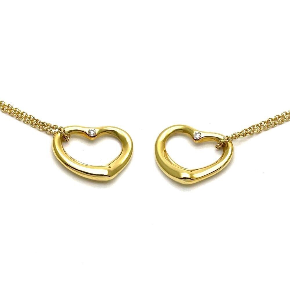 Tiffany & Co. Necklace Elsa Peretti Open Heart 18k Gold 750 Diamond Pendant K18