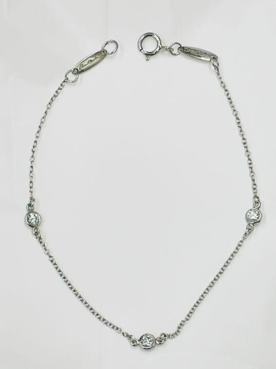 Tiffany & Co. Elsa Peretti Diamond by the Yard 3 Stone Bracelet Platinum Jewelry