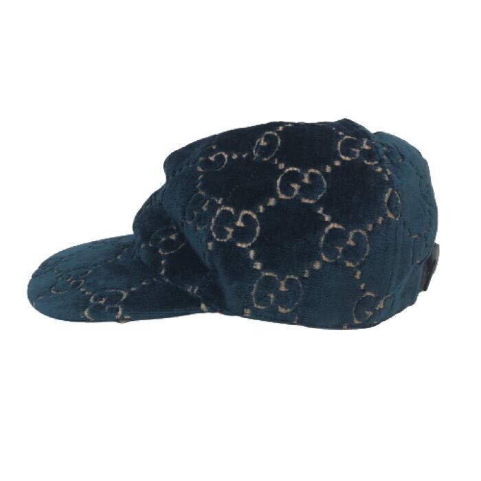 GUCCI GG VELVET BASEBALL CAP Velour Baseball Cap Size S Blue Excellent