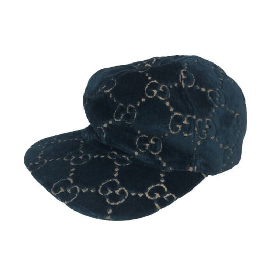 GUCCI GG VELVET BASEBALL CAP Velour Baseball Cap Size S Blue Excellent