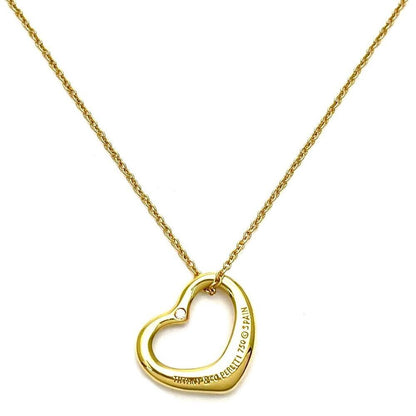 Tiffany & Co. Necklace Elsa Peretti Open Heart 18k Gold 750 Diamond Pendant K18